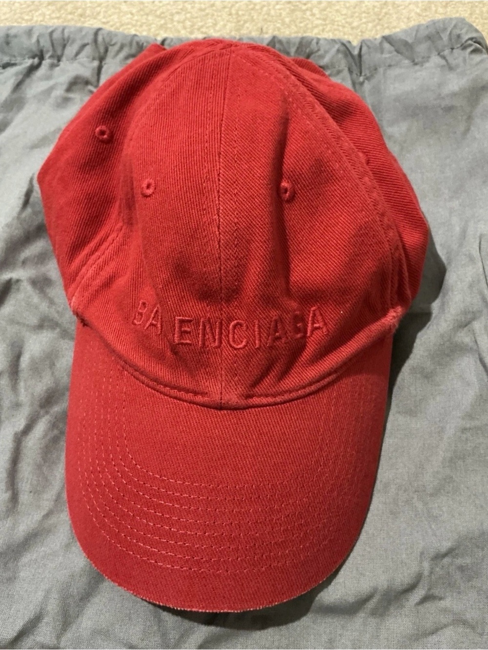 Size Large - Balenciaga Logo Red Cotton Adjustable Hat Cap Made In Italy